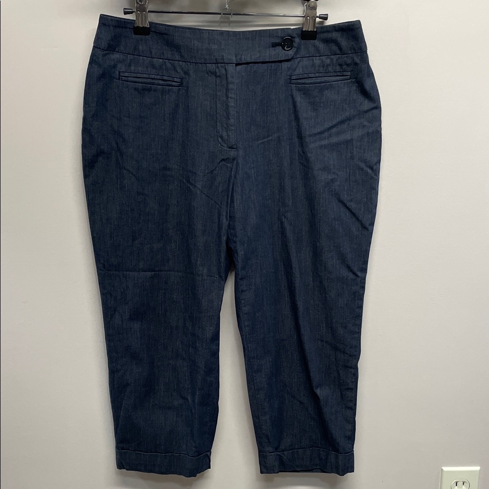 Ann Taylor Loft Petites Julie Cropped Dark Wash Denim Trouser Pants 6P